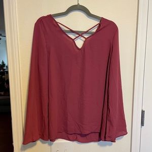 Sheer Mauve Blouse with Chest Straps
